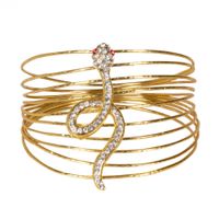 Bracelet serpent du Nil - Or - Femme - Fausses pierres précieuses argentées et rouges
