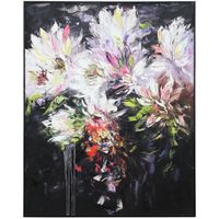 Fine Asianliving Oil Painting 100% Handpainted 3D Relief Effect Black Frame 120x150 cm White Flowers