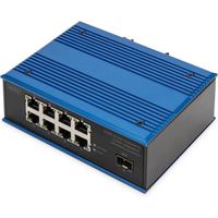 DIGITUS Commutateur Industriel 9 Ports Gigabit PoE Ethernet - Non administré - 8 Ports RJ45 + 1 Port SFP - 10/100/1000 Mbps - Mon