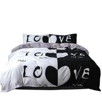 JANZDIYS Housse de Couette-200x200 cm + 2 Taies d'oreiller 50x75cm-LOVE Parure de lit pour 2 Personnes