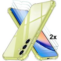 Coque pour Galaxy A34 5G + 2 vitres verre trempé coque Silicone Transparent Souple