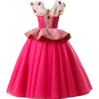 Deguisement Robe Princesse pour Aurora Robes 3 - 10 Ans Fille Cosplay Costume en Halloween Noel Anniversaire Partie Carnaval Mariage