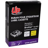 Ruban laminé UPRINT - Brother P-Touch TZe 631 - Noir sur jaune 12 mm
