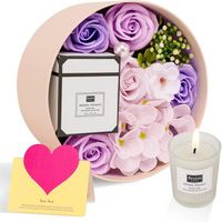 Savon Fleur Boîte Ronde Aromathérapie Bougie Fête Des Mères Rose Fleur Artificielle Personnalité Coffret Cadeau Saint Valentin
