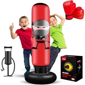 Kit Boxe Junior Fitness Punching Ball Enfant Réglable - Kit Boxe Avec Gants Et Pompe - Fitness Extérieur MMA Sport Enfant Extérieur