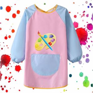 Tablier De Peinture Imperméable Enfants 2-6 Ans - Blouse Avec Manches Longues Motif Fleurs Mignonnes