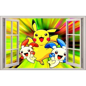 Pikachu Pokemon Autocollant Sticker Mural 3D Chambre - Cdiscount Maison