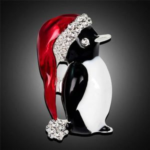 Joyeux Noël Mignon Pingouin Cristal Broche Pin Femmes Filles Bijoux Fête Cadeau