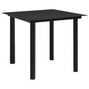 TABLE DE JARDIN  Table à dîner de jardin - oVsky - Noir - Acier et verre - 80x80x74 cm