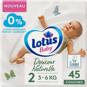 COUCHE Couches Douceur Naturelle Taille 2 - LOTUS BABY - Lot de 2 - 45 couches