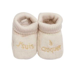 Chaussons Bébé Naissance "Maman D'Amour" - Maille Douce, Taille 0/1 Mois, Cadeau Souvenir De Grossesse
