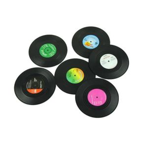 Lot De 4 Dessous De Verre En Caoutchouc Style Vinyl - Motifs Musique - Antidérapants - Neuf
