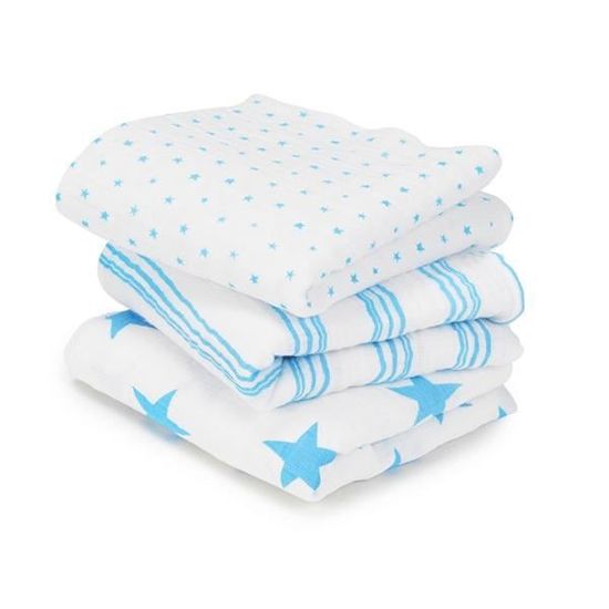 pack de 2 120cm x 120cm 100/% mousseline de coton fluro blue anais maxi-langes aden