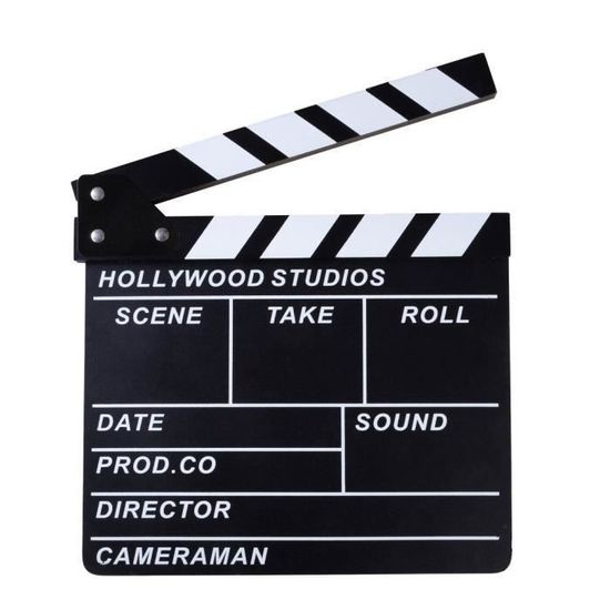 Clap Réalisateur Clap De Cinéma En Bois Laqué - 30x27 Cm - Ardoise Effaçable - Pour Tournage Vidéo Et Studio - INHEMING Clap Cinéma