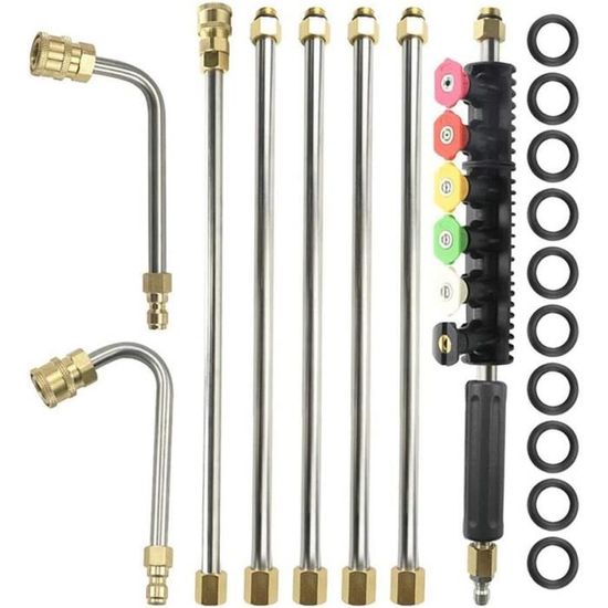 Rallonge Pour Nettoyeur Haute Pression - 20 Cm, Filetage M14/M22 Ou Rapide 1/4 - 5000 Psi, Acier Inox - 9