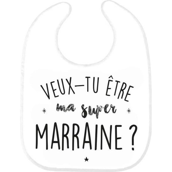 Bavoir bébé imprimé citation naissance Veux tu être ma super marraine ref0221