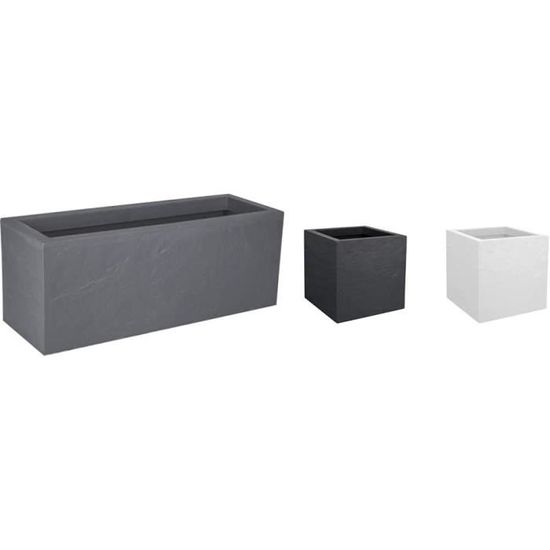 Jardinière Volcania'Up 57L EDA - Imitation Pierre Gris Galet - 79,5 Cm Avec Réserve D'Eau - Fabriquée En France