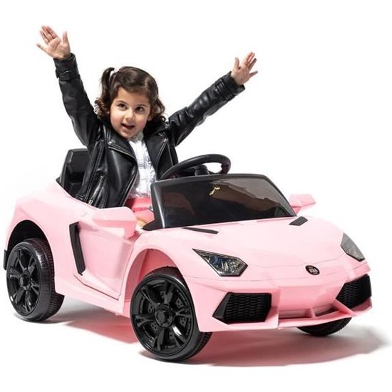 Voiture électrique pour enfants - LAMBORGHINI - Roadster 12V Style - Rose - Batterie - Télécommande parentale