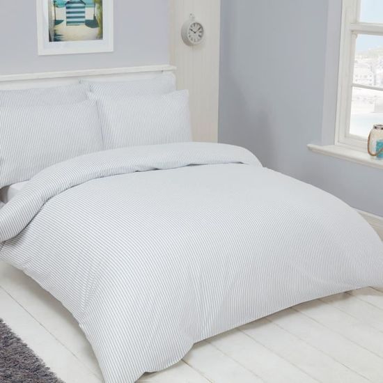 Parure De Lit Rayures Bleu Et Blanc Louisiana Bedding - King 230x220 Cm, 100% Coton 200 Fils - 7