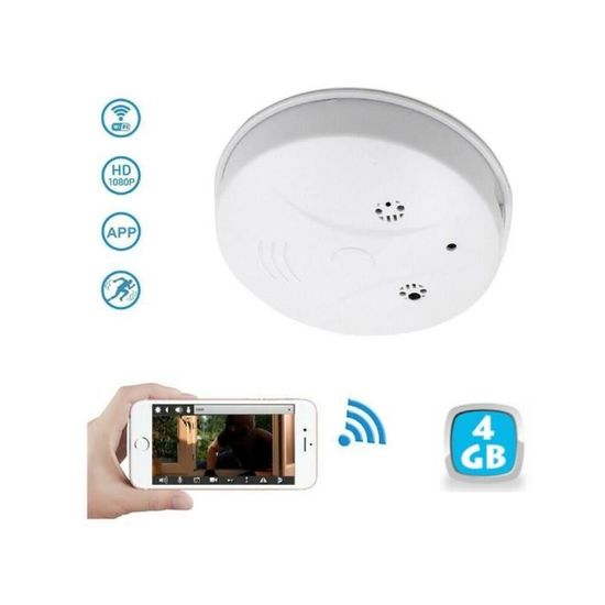 Détecteur de Fumée Caméra Espion Full HD 1080p WiFi Détection
