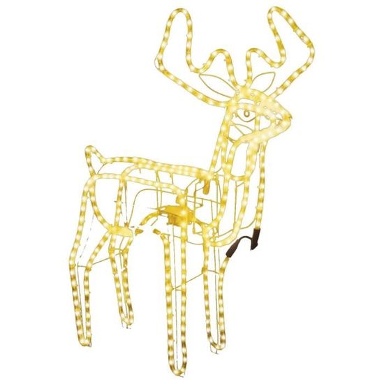 Lot De 2 Décorations De Noël LED En Forme De Renne - Guirlande Lumineuse Avec Télécommande Et Minuterie - Blanc Chaud - Pour Intérieur/extérieur - 4
