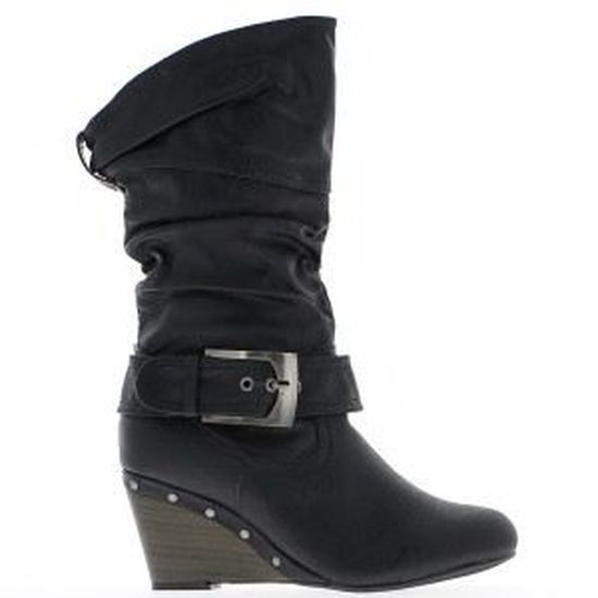 Bottes femme noires à talon comp… - Achat / Vente Bottes femme noires Noir pas  cher - Cdiscount