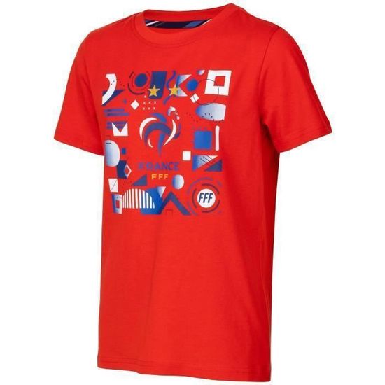 Fff Maillot T-Shirt Officiel Equipe De France Football Enfant - 2 Étoiles Champion Du Monde - 65% Coton Maillot Equipe De Foot France