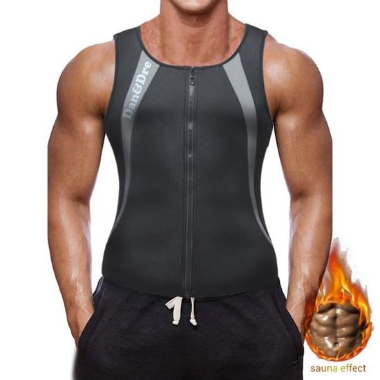 Dan&Dre® Débardeur Gilet vest de sudation Homme Combinaison Vêtement de sudation en Neoprene amincissant Body Shaper