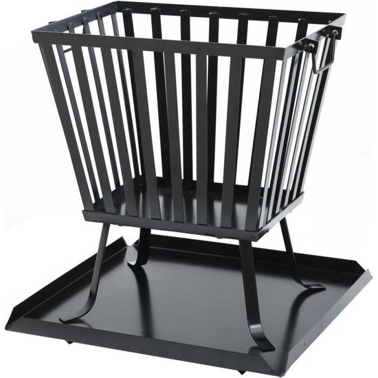 Brasero Hexagonal Gardebruk | Acier Imitation Rouille | Grille Anti-Étincelles | 70x60.5x62.5 Cm