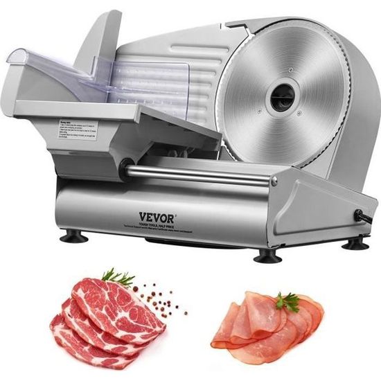 VEVOR Trancheuse Électrique Réglable 0-12 Mm - Coupe Légumes & Fruits Professionnelle En Inox - Mode Manuel/Electrique - Grande Goulotte - Lames Acier Inoxydable