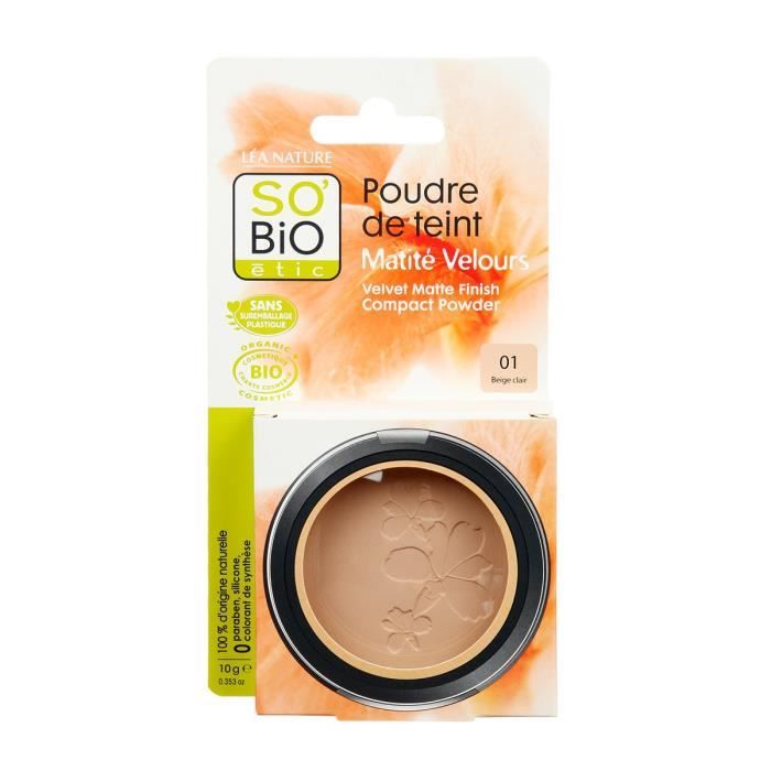 SOBIO Poudre de teint matité velours - Bio - 10 g - Beige clair