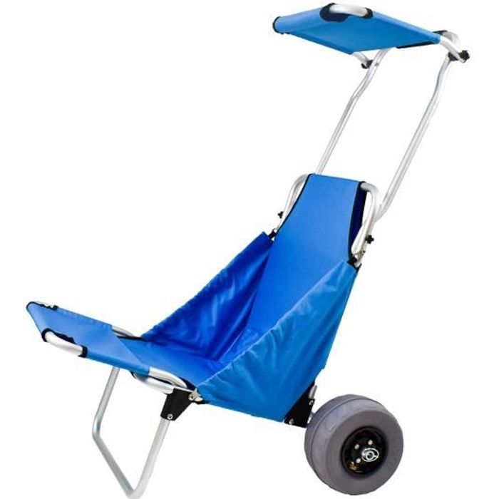 AESRAOU Chariot de pêche de plage avec grandes roues robustes pour le sable  - Chariot de plage robuste pour la pêche en plein air - Chariot à
