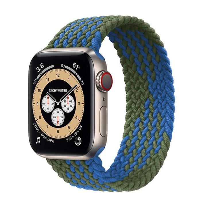 couleur vert bande bleue taille S Boucle Solo tressée pour Apple watch , bracelet de ceinture élastique en Ny