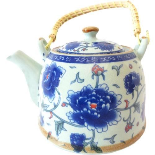 Théière Chinoise en porcelaine - Fleurs bleues
