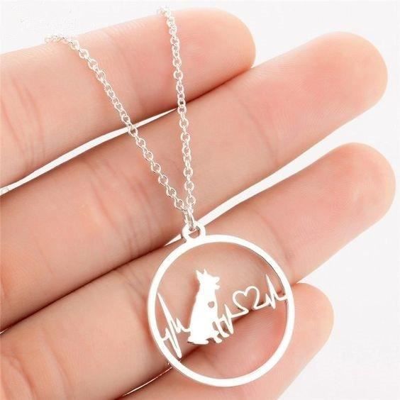 Collier Pendentif Chien Berger Allemand En Acier Inoxydable Pour Amoureux _argent