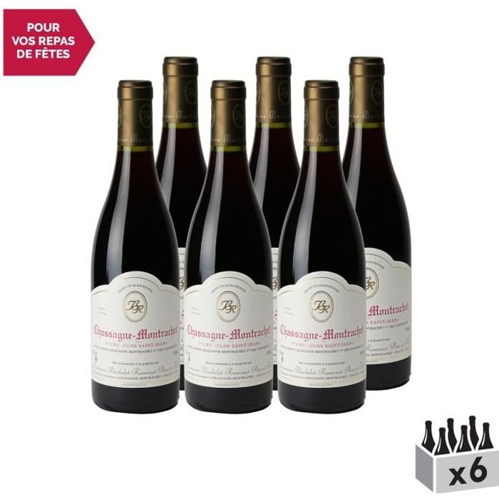 Chassagne-Montrachet 1er Cru Clos Saint-Jean Rouge 2018 - Lot de 6x75cl - Domaine Bachelet-Ramonet - Vin AOC Rouge de Bourgogne -