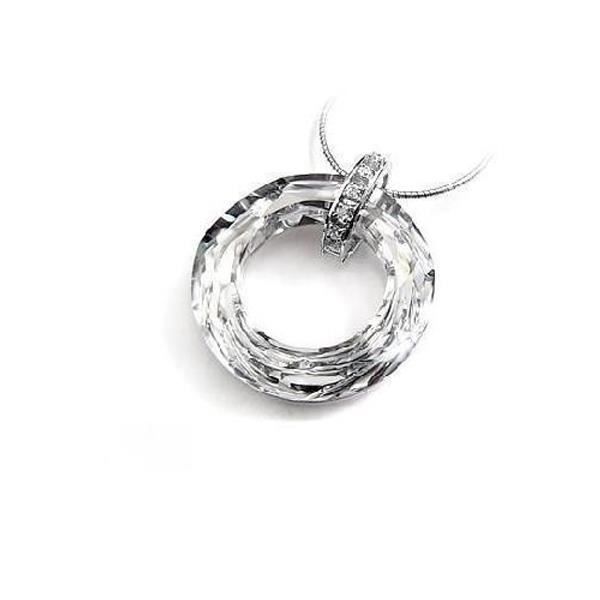 Pendentif Cercle de Cristal de Swarovski Elements Blanc