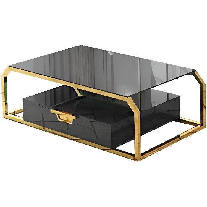Table basse design couleur or et noir Oro