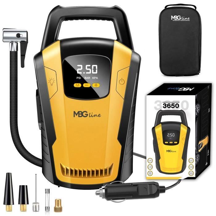 MBG Line Compresseur d'air de voiture MBG Line 3650 Compresseur 12V avec écran LCD LED Arrêt automatique Pompage rapide 35l / min