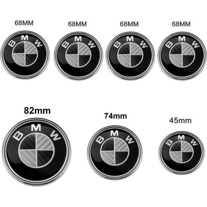 Lot De 7 Bmw Carbone Noir Logo Emblème Centre De Roue Enjoliveur De Roue