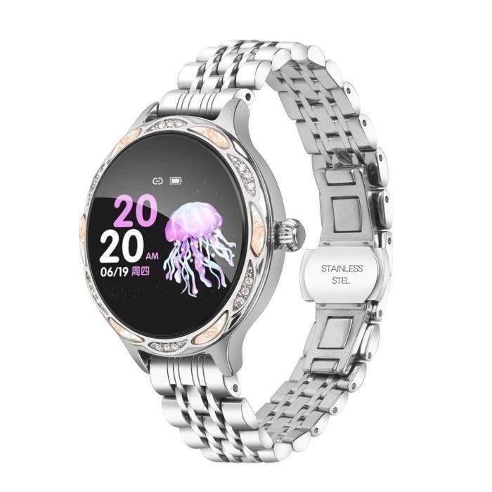 Montre Connectée Bracelet de Femme Santé Imperméable Surveillance Bracelet Intelligente Multi-fonction Avec Bracelet En Métal