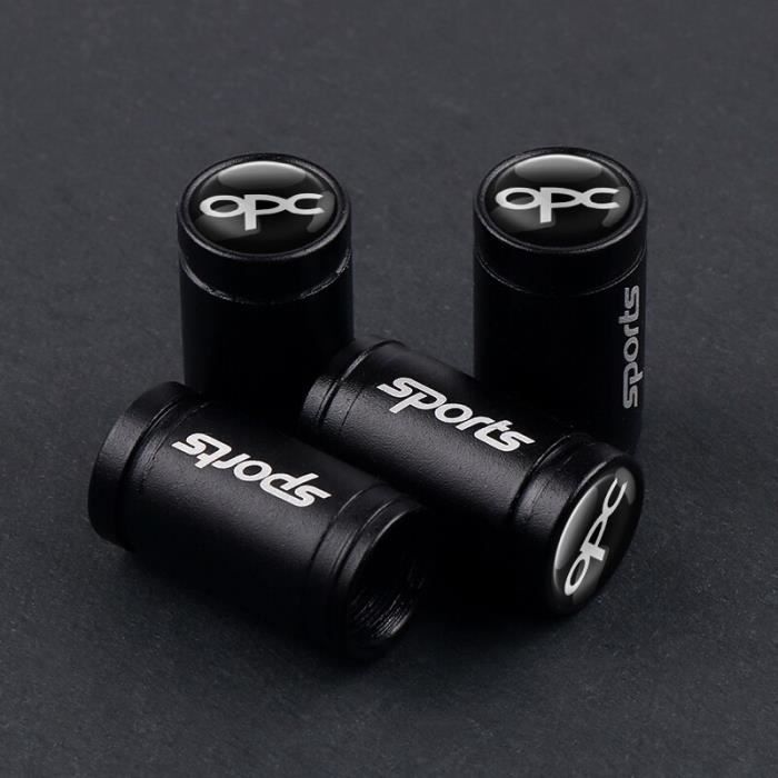 Pièces Auto,4 pièces-ensemble voiture pneu Valve bouchons vélos décoration pour Opel OPC H G J Corsa Insignia Astra - Type Black
