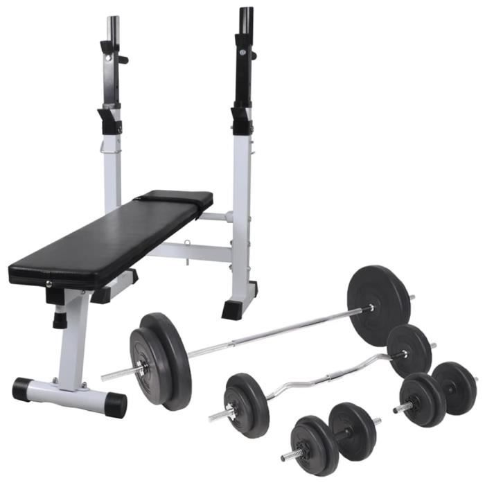 Style Essentiel- Banc de musculation, pour l'entraînement Complet du Corps à domicile, avec support de poids jeu d'haltères 9 ®8874®