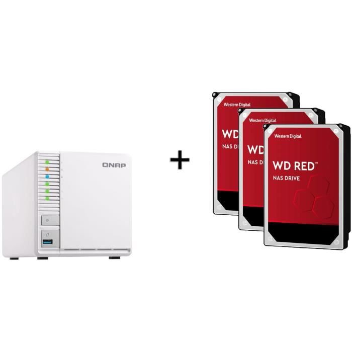 Serveur de Stockage (NAS) - TS-328 - 3 Baies + WD Red™ - 3 Disque dur Interne NAS - 2To - 5 400 tr/min - Cache 64MB 3.5- WD20EFAX