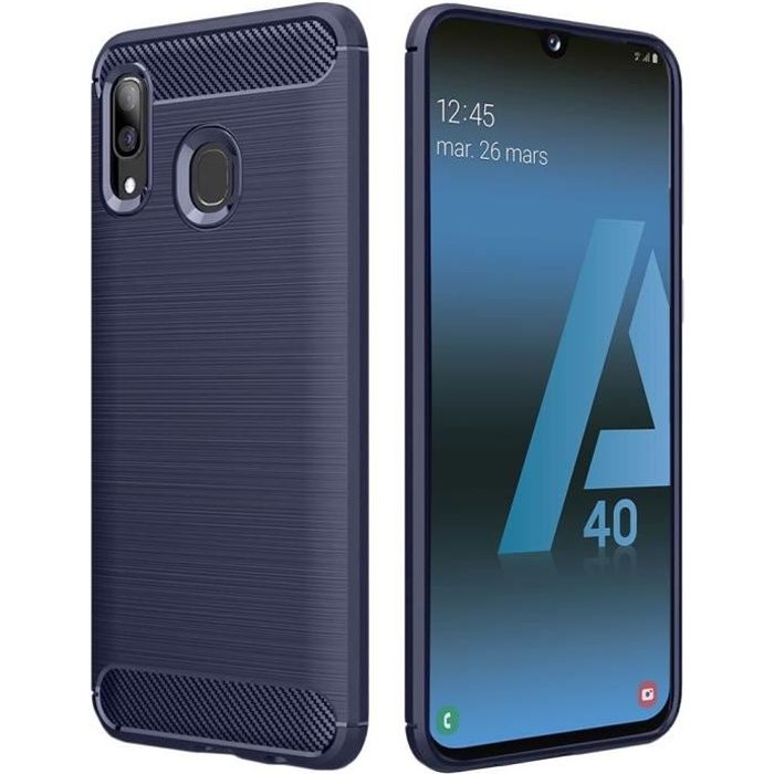 ebestStar ® pour Samsung A40 Galaxy SM-A405F - Coque Gel Motif Fibre Carbone Luxe Flex TPU Premium , Bleu Foncé