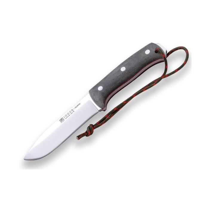 Couteau de survie Joker -Nomad- CV125, mango toile micarta, lame de 12,7 cm, étui en cuir noir, comprend un paracord, un outil pour