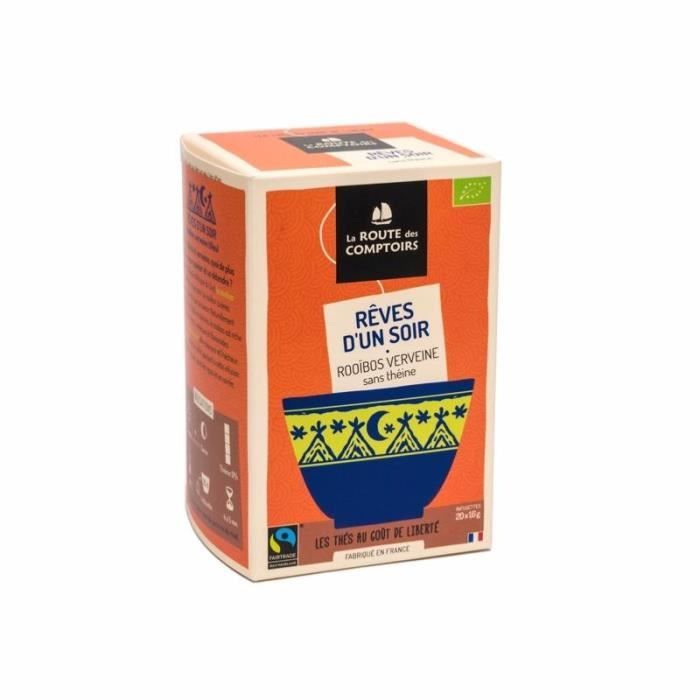 Rooibos Verveine Bio Rêves d'un Soir - La Route des Comptoirs - Boite de 20 sachets