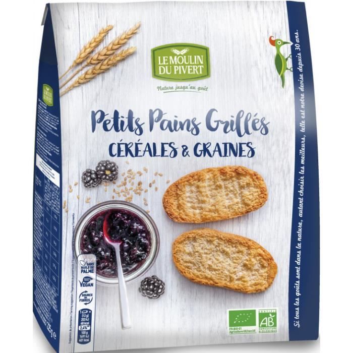 Petits pains grillés céréales & graines 225gr - Le Moulin du Pivert