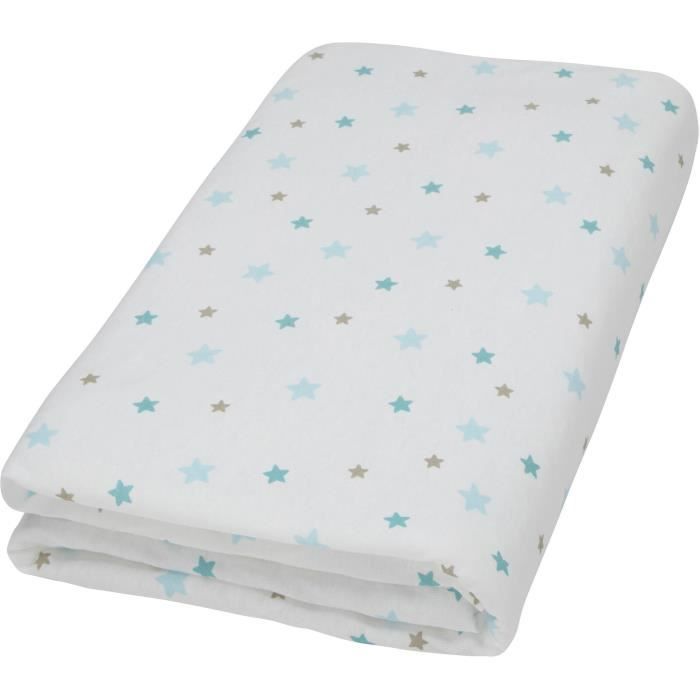 DOMIVA Drap-housse - 60x120cm - Blanc imprimé flocon étoiles aqua