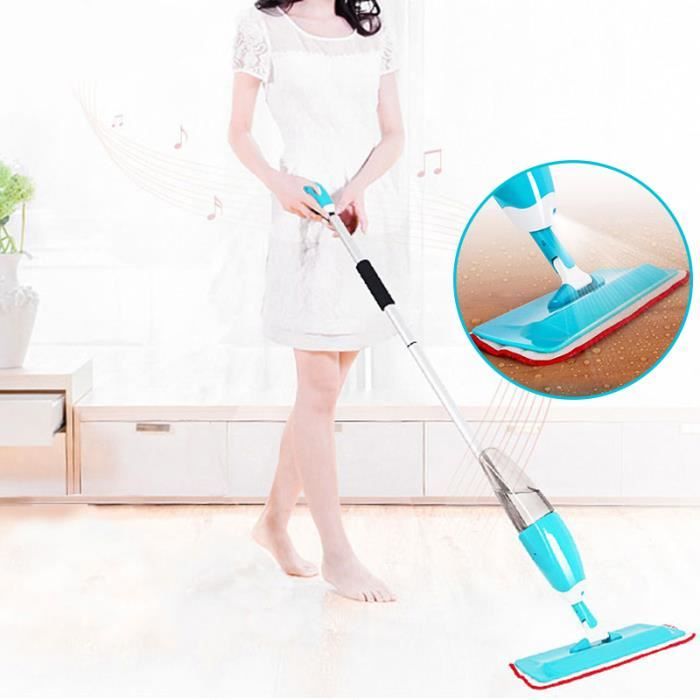 BLEU - SPRAY BALAI VAPORISATION SERPILLIERE EN MICROFIBRE BALAI LAVE SOL